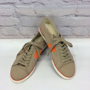 Chaps Tennis Shoes Women's Size 8.5B Wren Canvas Tan/Orange Accent Lace Up Logo